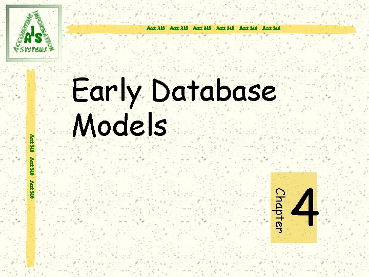 Acct 316 Acct 316 Chapter Acct 316 Early Database Models 4 