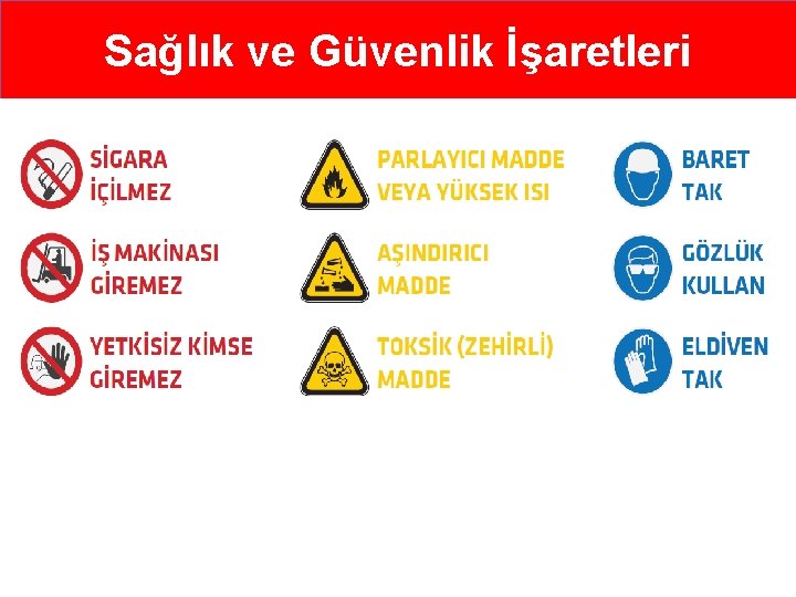 Sağlık ve Güvenlik İşaretleri Sağlık ve Güvenlik İşaretleri