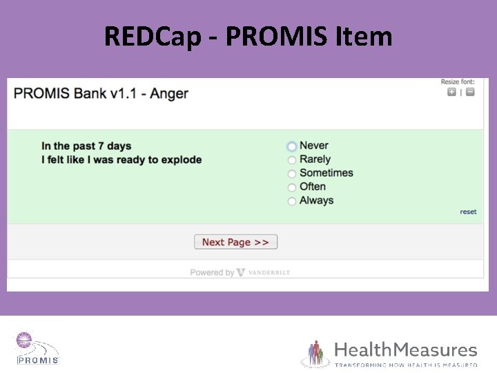 REDCap - PROMIS Item 