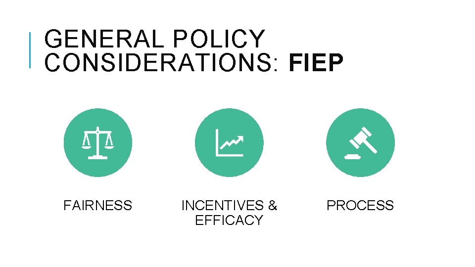 GENERAL POLICY CONSIDERATIONS: FIEP FAIRNESS INCENTIVES & EFFICACY PROCESS 