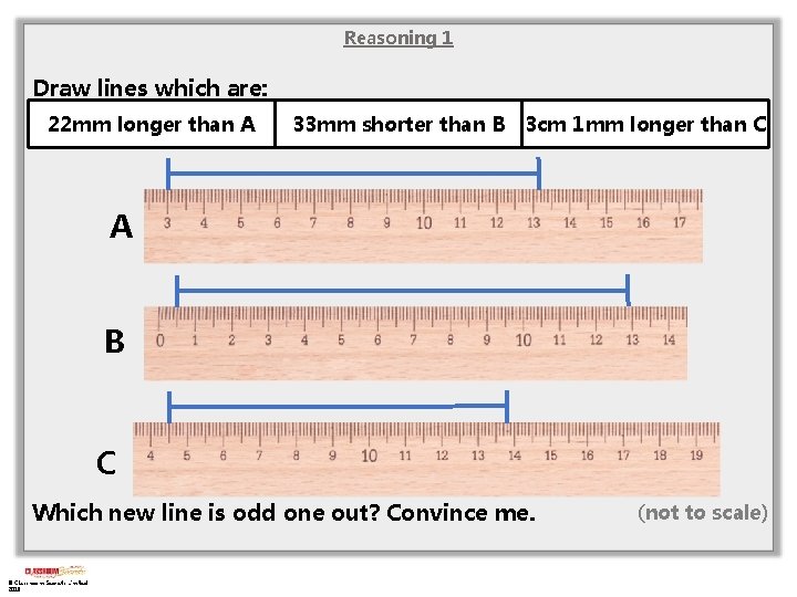 Reasoning 1 Draw lines which are: 22 mm longer than A 33 mm shorter