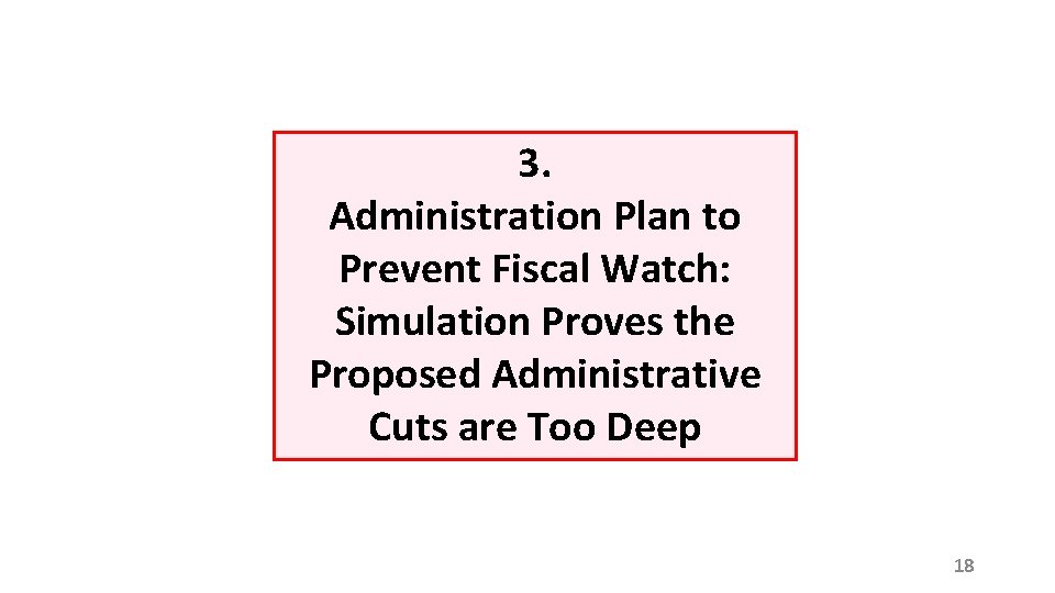 3. Administration Plan to Prevent Fiscal Watch: Simulation Proves the Proposed Administrative Cuts are