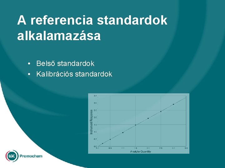A referencia standardok alkalamazása • Belső standardok • Kalibrációs standardok 