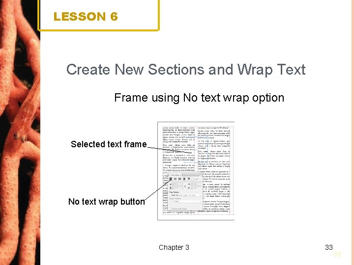 LESSON 6 Create New Sections and Wrap Text Frame using No text wrap option