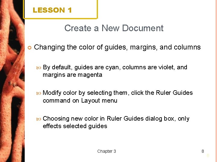 LESSON 1 Create a New Document Changing the color of guides, margins, and columns