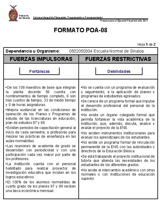 Gobierno del Estado Sistema Integral de Planeación, Programación y Presupuestación Proceso para el Ejercicio