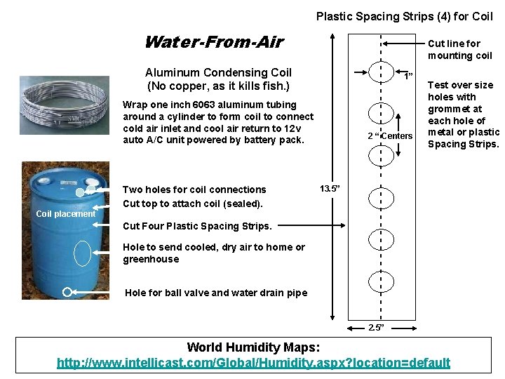 Water-From-Air Aluminum Condensing Coil (No copper, as it kills fish. ) Wrap one inch