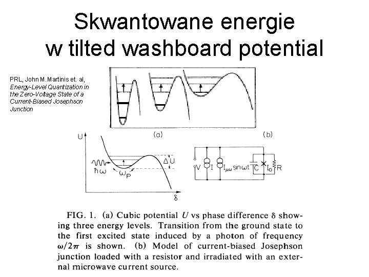 Skwantowane energie w tilted washboard potential PRL, John M. Martinis et. al, Energy-Level Quantization