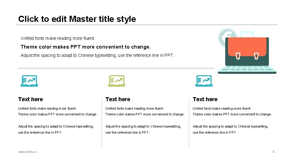 Click to edit Master title style Unified fonts make reading more fluent. Theme color