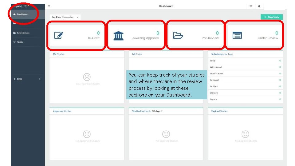 You can keep track of your studies and where they are in the review
