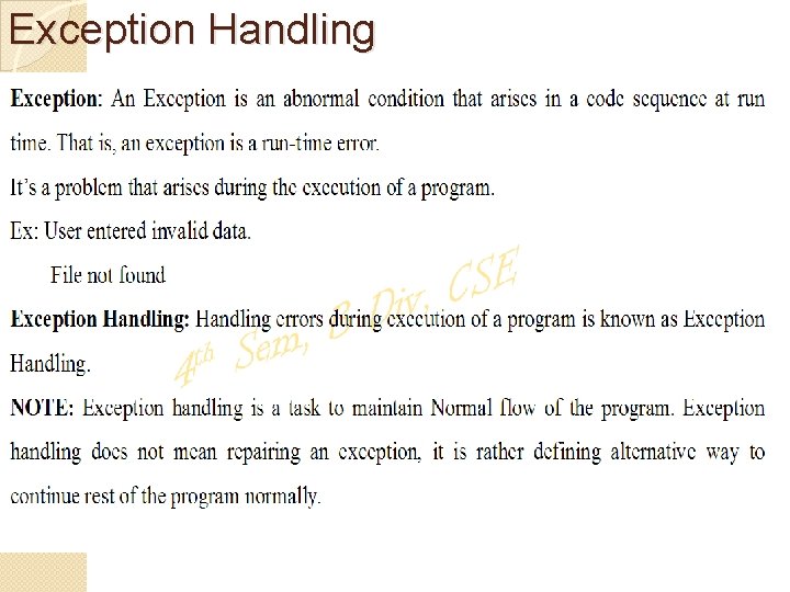 Exception Handling 