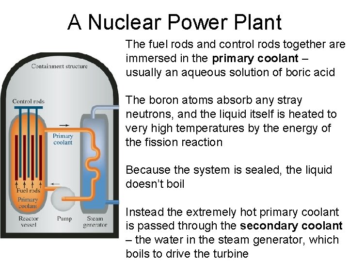 A Nuclear Power Plant The fuel rods and control rods together are immersed in