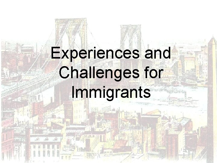 Experiences and Challenges for Immigrants 