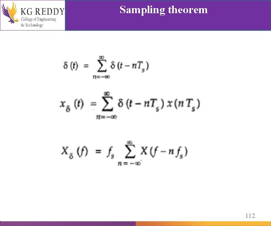 Sampling theorem 112 