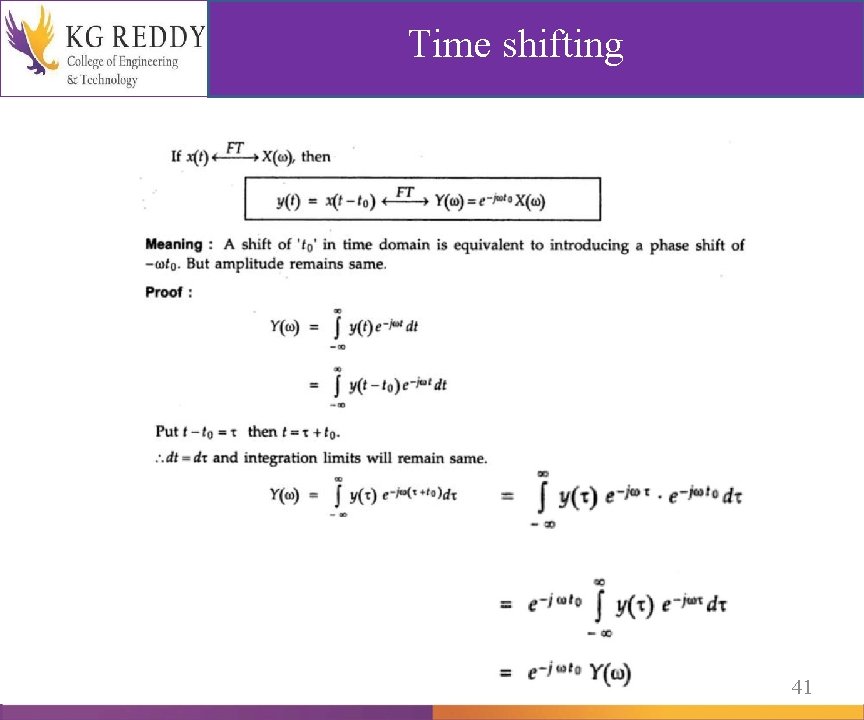Time shifting f Fourier Transform 41 