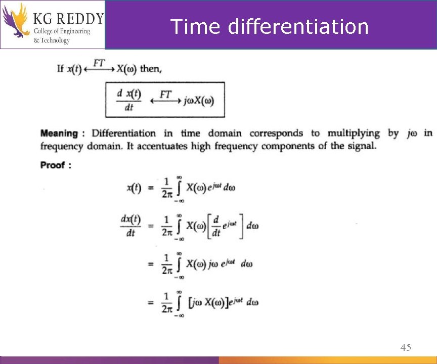 Time differentiation 45 