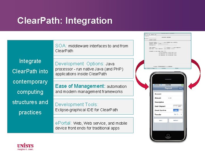 Clear. Path: Integration SOA: middleware interfaces to and from Clear. Path Integrate Clear. Path