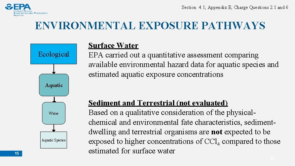  Section 4. 1; Appendix E; Charge Questions 2. 1 and 6 ENVIRONMENTAL EXPOSURE