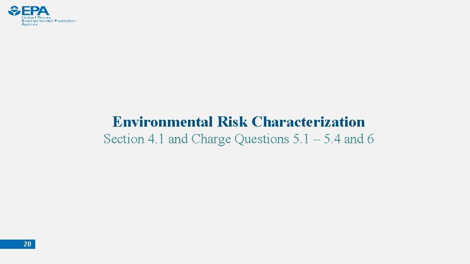 Environmental Risk Characterization Section 4. 1 and Charge Questions 5. 1 – 5. 4