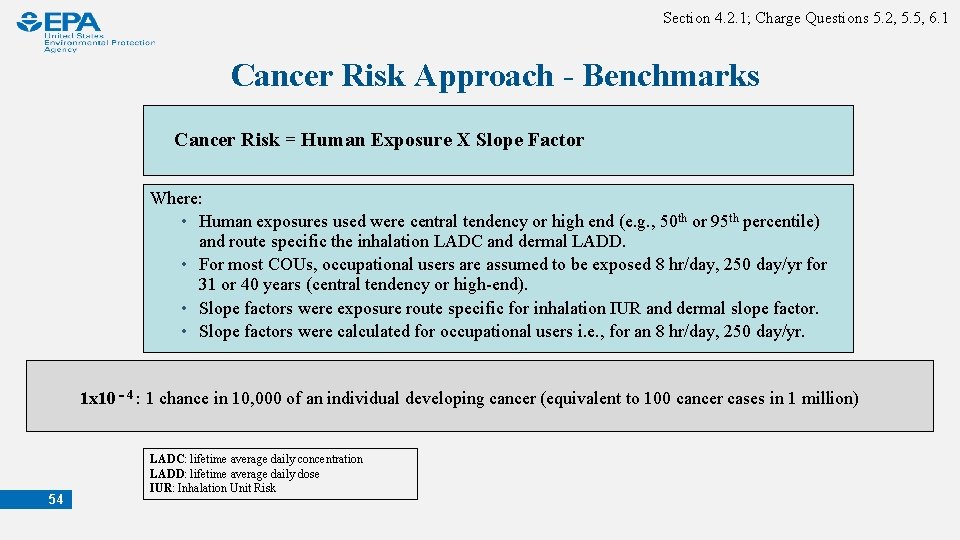  Section 4. 2. 1; Charge Questions 5. 2, 5. 5, 6. 1 Cancer