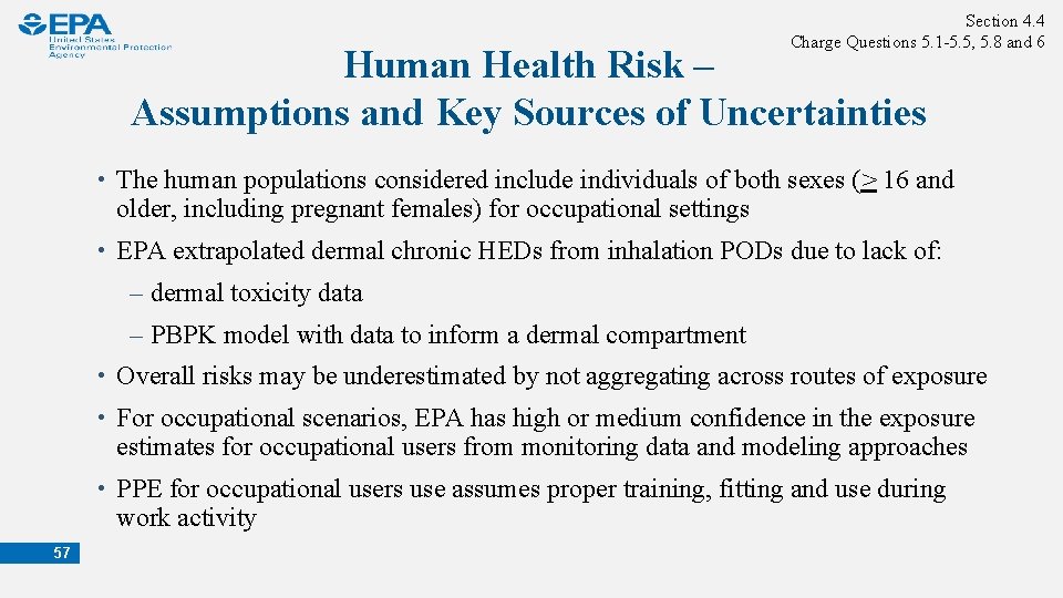 Section 4. 4 Charge Questions 5. 1 -5. 5, 5. 8 and 6 Human