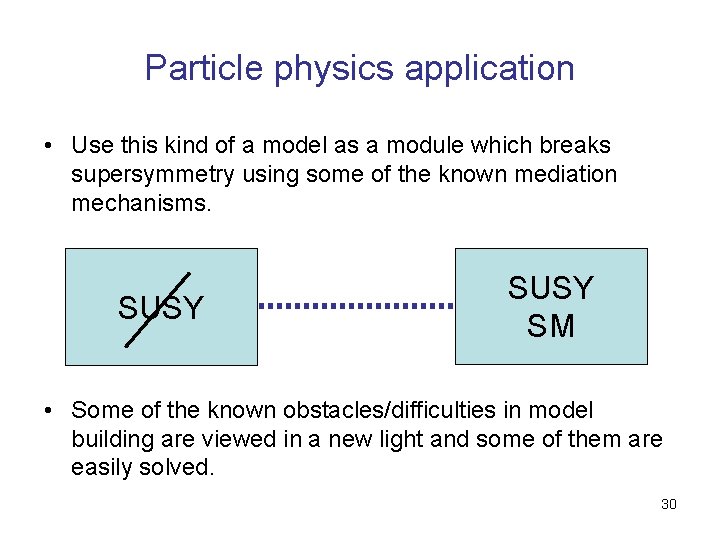 Particle physics application • Use this kind of a model as a module which