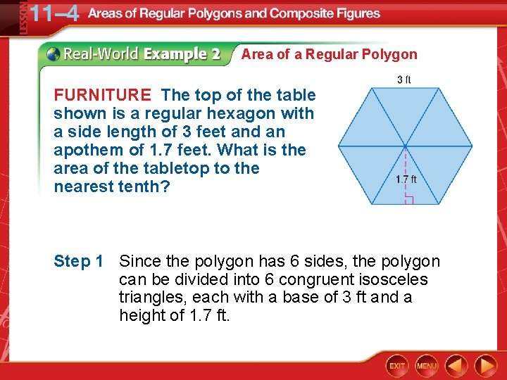 Area of a Regular Polygon FURNITURE The top of the table shown is a