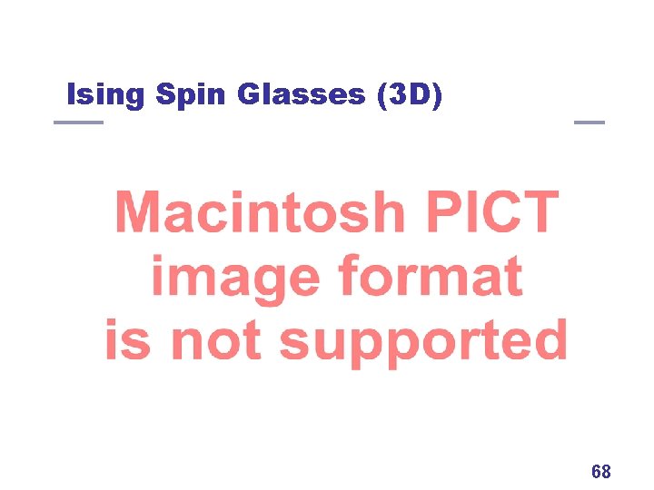 Ising Spin Glasses (3 D) 68 