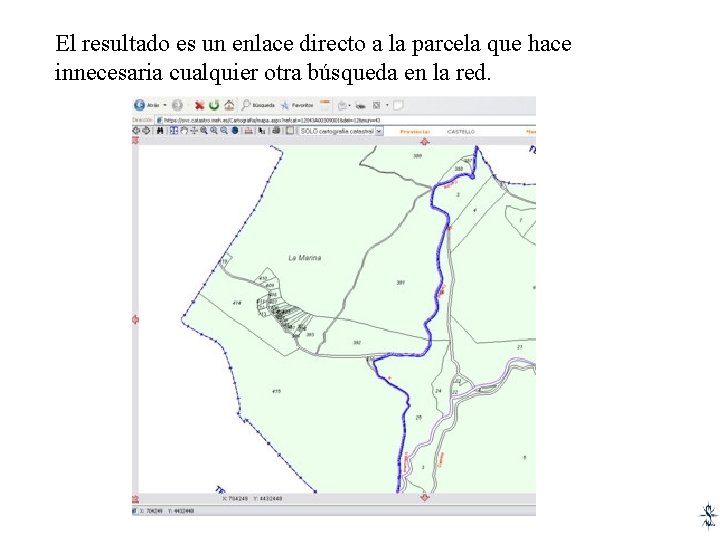 El resultado es un enlace directo a la parcela que hace innecesaria cualquier otra