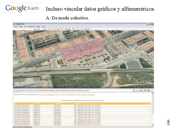 Incluso vincular datos gráficos y alfanuméricos. A: De modo colectivo. 