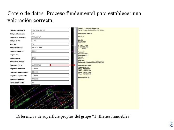 Cotejo de datos. Proceso fundamental para establecer una valoración correcta. Diferencias de superficie propias