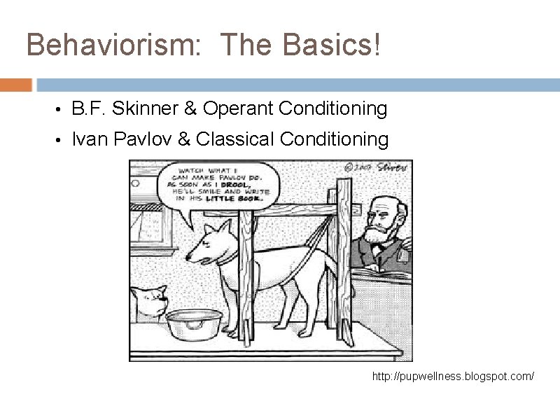Behaviorism: The Basics! • B. F. Skinner & Operant Conditioning • Ivan Pavlov &
