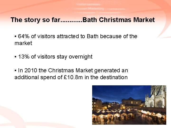 The story so far. . . Bath Christmas Market • 64% of visitors attracted