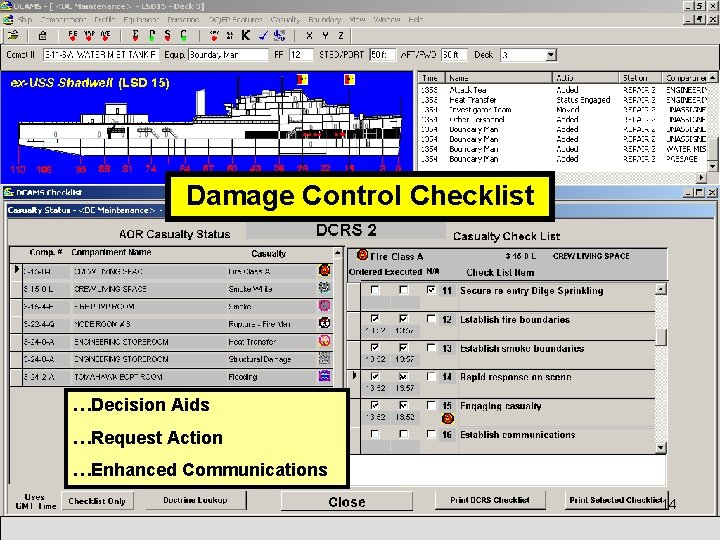 Damage Control Checklist …Decision Aids …Request Action …Enhanced Communications 14 