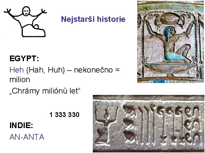 Nejstarší historie EGYPT: Heh (Hah, Huh) – nekonečno = milion „Chrámy miliónů let“ 1