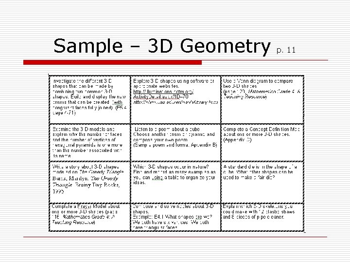 Sample – 3 D Geometry p. 11 