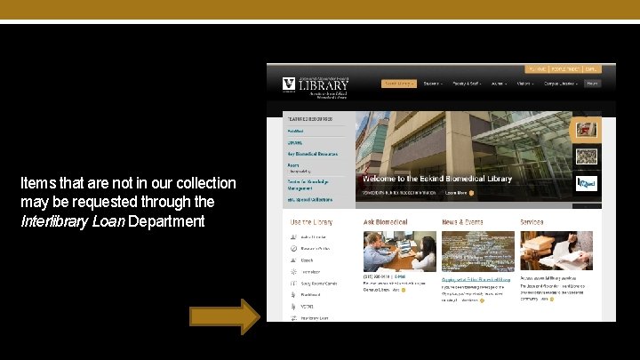 Items that are not in our collection may be requested through the Interlibrary Loan