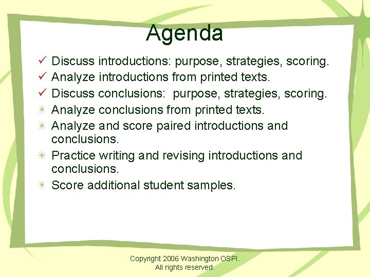 Agenda ü Discuss introductions: purpose, strategies, scoring. ü Analyze introductions from printed texts. ü