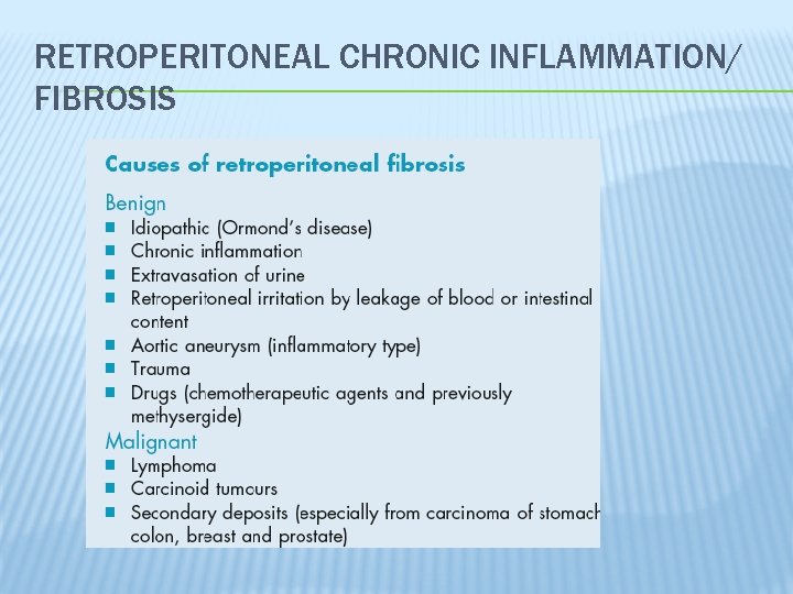 RETROPERITONEAL CHRONIC INFLAMMATION/ FIBROSIS 