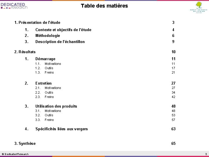 Table des matières 1. Présentation de l’étude 3 1. Contexte et objectifs de l’étude