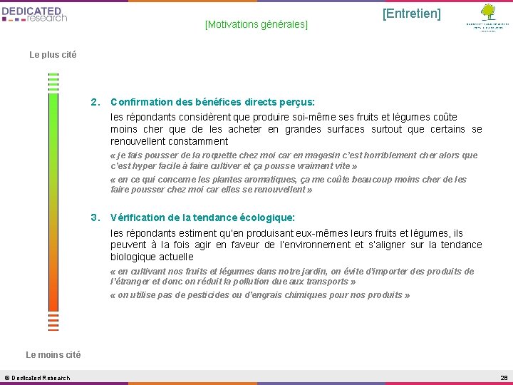 [Motivations générales] [Entretien] Le plus cité 2. Confirmation des bénéfices directs perçus: les répondants