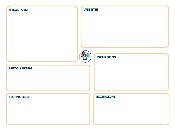 RESOURCES: WEBSITES: INCURSIONS: AUDIO / VISUAL: TECHNOLOGY: EXCURSIONS: 7 