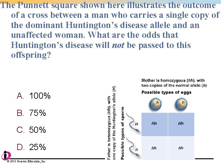 The Punnett square shown here illustrates the outcome of a cross between a man