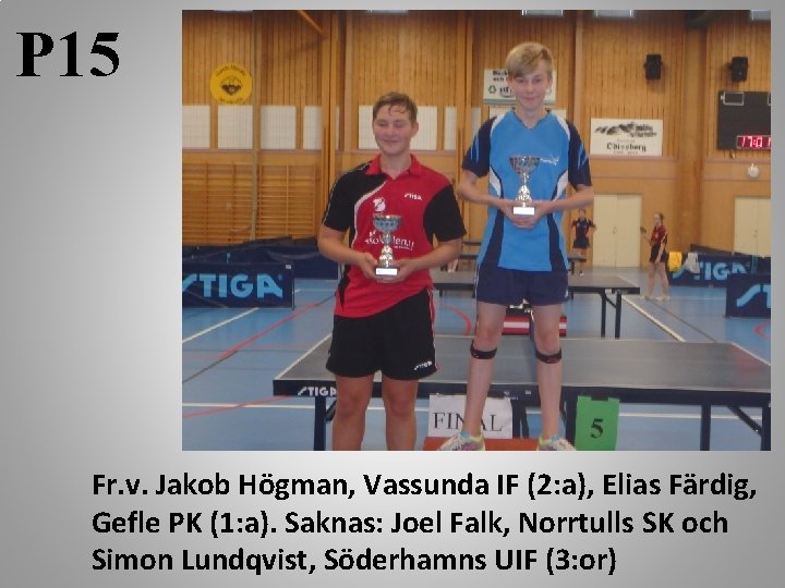P 15 Fr. v. Jakob Högman, Vassunda IF (2: a), Elias Färdig, Gefle PK