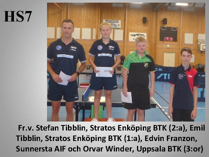 HS 7 Fr. v. Stefan Tibblin, Stratos Enköping BTK (2: a), Emil Tibblin, Stratos