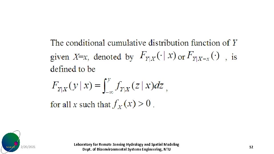 2/20/2021 Laboratory for Remote Sensing Hydrology and Spatial Modeling Dept. of Bioenvironmental Systems Engineering,