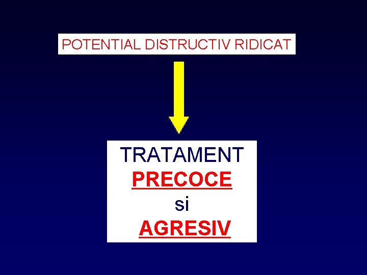 POTENTIAL DISTRUCTIV RIDICAT TRATAMENT PRECOCE si AGRESIV 