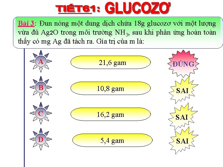 Bài 3: Đun nóng một dung dịch chứa 18 g glucozơ với một lượng