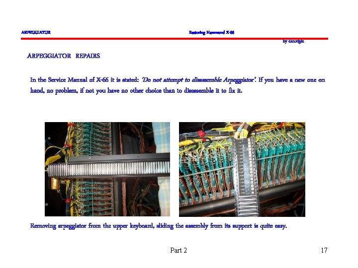 ARPEGGIATOR Restoring Hammond X-66 by dan. vigin ARPEGGIATOR REPAIRS In the Service Manual of