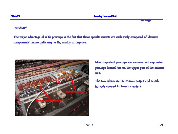 PREAMPS Restoring Hammond X-66 by dan. vigin PREAMPS The major advantage of X-66 preamps